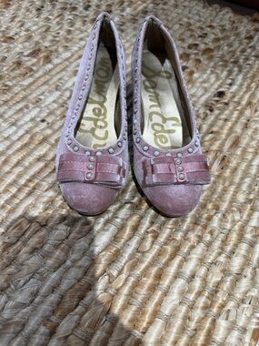 Sam Edelman Rose Suede Bow Stud Ballet Flats